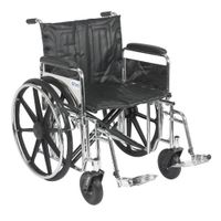Drive Medical Sentra Extra Heavy Duty Wheelchair with Various Arm Styles and Front Rigging Options, Black Upholstery and Chrome Frame, Bariatric, 22 Inch