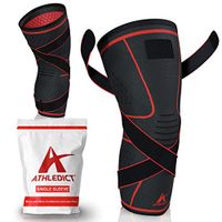 Knee Brace Compression Sleeve with Strap for Best Support & Pain Relief for Meniscus Tear, Arthritis, Running, Basketball, MCL, Crossfit, Jogging, Post Surgery Recovery for Men & Women by Athledict, L