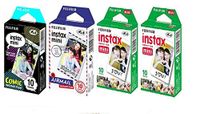 Fujifilm Instax Mini Instant Film Comic-10 Pack + Airmail-10 Pack + White-20 Pack with Bonus 20 Decorative Skin Stick-on Stickers Variety Design Kit -40 Shots Total 