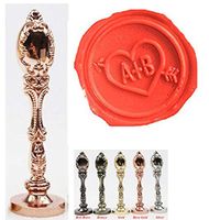 MNYR Vintage Customize Personalized Custom Wedding Monogram 2 Initials Arrow Heart Sealing Wax Seal Stamp Rose Gold Handle Kit Invitation Christmas Gift Wrap Package Custom Word Wax Seal Stamp Set