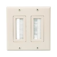 HONGYE Dual Gang Brush Cable Pass Through Insert Switch Device Mount Decorative Wall Plate for Home Installations HDTV HDMI Home Theater Systems (Ivory)