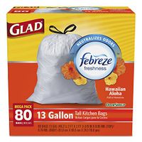 OdorShield Tall Kitchen Drawstring Trash Bags, Hawaiian Aloha, 13 Gal, 80/Box