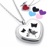 memorial jewelry Silver Aromatherapy Necklace Pendant Perfume Pads 12pcs Essential Oil Diffuser