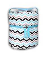 Essentielle Life - Essential Oil Diffuser Case, Essential Oil Diffuser Bag, Spacious Interior Padded Blue aqua Velvets Hold up to 12 Essential Oils (Blue Chevron)