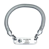 Pre-Engraved Chevron Pattern"Allergies Give EPIPEN" Medical ID Bracelets for Women