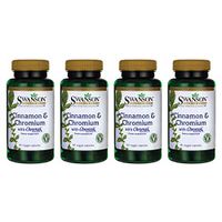 Swanson Cinnamon & Chromium with Chromax 60 Veg Capsules (4 Pack)