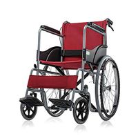 Jiu Si- Wheelchair - Steel Frame Elderly Disabled Manual Wheelchair Children's Scooter, Small Light Folding Portable Travel Wheelchair (Color : Red)