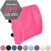 Lumbar Support Pillow / 100% Pure Memory Foam Lower Back Cushion with 2 Adjustable Straps Perfect For computer – office chair – car seat/Breathable Machine Washable Cover (Pink, 1)