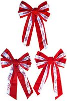 Set of 3 Velvet Bows in 3 Printed Designs – Bows Measure Approx 9.5”x 17” - 5 Loop Design - Great for Decorating Doors and Banisters! (3)