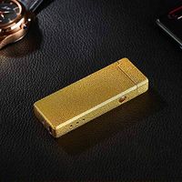 ZSAIMD Lighter, Electric Arc Lighter USB Electronic Plasma Cigarette Lighter for Smoking Electronic Lighter Battery Indicator for Fire, Cigarette, Candle - Outdoors Indoors (Color : Gold)