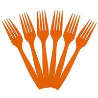 JAM PAPER Big Party Pack of Premium Plastic Forks - Orange - 100 Disposable Forks/Box