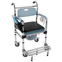 Luxury 4-in-1 Multifunction Heavy Duty Bath Chair Wheelchair Commode Potty Chair Ordinary Sofa Chair Portable Medical Aid Mobility Elderly Handicapped People Pregnant Women Hospital Medical Chair