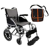 Karman S-Ergo 115 Ergonomic Transport Wheelchair | S-Style Seat Size 16" X 17" | Standard Swing Away Legrest | Frame Color - Pearl Silver & Free Black Bag with Trim!