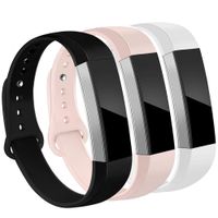 OenFoto Bands Compatible Fitbit Alta/Alta HR/Ace, Adjustable Soft Silicone Bracelet Replacement Accessory Wristband for Fitbit Alta/Alta HR/Ace,Women Men, Large Black, White, Sand Pink