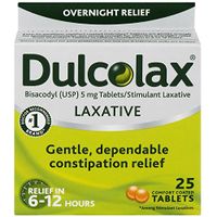 Dulcolax Laxative Tablets, 25 Count (Pack of 2), Gentle, Reliable Overnight Relief from Constipation, Hard, Dry, Painful Stools, and Irregular Bowel Movements, Stimulates Bowel to Encourage Movement