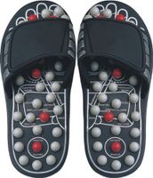Deluxe Comfort Men's Slip-On Smart Step Reflexology Sandals, Size 9-10 – Rejuvenates Sore Feet – Orthopedic Foot Therapy – Athlete Recovery Footware – Foot Massager Sandals, Black/Grey