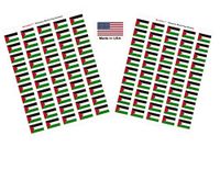 Made in USA! 100 Country Flag 1.5" x 1" Self Adhesive World Flag Scrapbook Stickers, Two Sheets of 50, 100 International Sticker Decal Flags Total (Palestine)