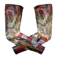 LEVEIS American Flag Eagle Arm Sleeves UV Protection for Men Women Sunblock Protective Gloves Running Golf Cycling Driving Long Arm Cover 1 Pair