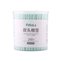 FaSoLa200PCS Pure Cotton Swabs Tipped Applicators Cotton Buds with Paper Sticks for Makeup Clean Care (Green（Spiral and Round）)