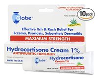 Hydrocortisone Maximum Strength Cream 1% with Aloe, USP 1oz (Compare to Cortizone-10) (10 Pack)
