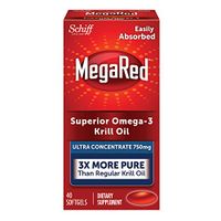 Omega-3 Krill Oil 750mg Supplement- Megared Ultra Concentration 40 softgels - EPA/DHA Fatty acids, Antioxidants, Carotenoids, Easy Absoption, No Fishy Burp Aftertaste as with Fish Oil