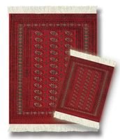 Lextra (Turkoman Bokhara), MouseRug & CoasterRug Set, Reds and Gold, 10.25" x 7.125", one MouseRug and one Matching CoasterRug