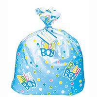 Jumbo Plastic Blue Polka Dot Boy Baby Shower Gift Bag