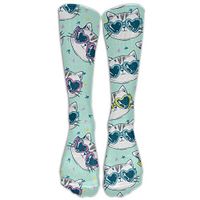 NavyLife Men's Premium Quality Cat In Sunglasses Fitness Novelty Crew Athletic Socks Knee High Sock