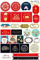 Christmas Gift Tags 96 Pcs, Merry Christmas Stickers Labels Envelope Decorative Stickers for Gifts