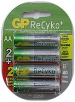 GP Recyko AA NiMH Pre-Charged Rechargable 1.2v 2100mAh 2 Batteries + 2 Free Total of 4 Batteries