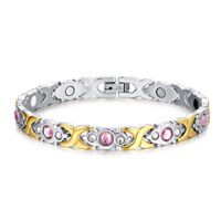 WANZIJING Magnetic Bracelet for Ladies, Vintage Gold and Silver Crystal Bio Arthritis Pain Relief Magnets Bangle for Jewelry Gift