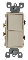 Leviton 5627-T 20 Amp, 120/277 Volt, Decora Single-Pole / Single-Pole AC Combination Switch, Commercial Grade, Grounding, Light Almond