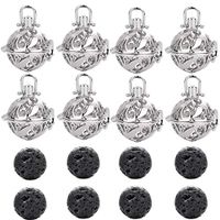Essential Oil Pendant,Outgeek 8PCS Essential Oil Diffuser Necklace Pendant Elegant Aromatherapy Diffuser Locket Necklace Jewelry Making Pendant with 8pcs Lava Stones