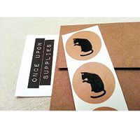 Black Cat Stickers, Rustic Kraft Brown Round Envelope Seals and Party Favor Labels, by Once Upon Supplies, 1.5 Inches, 30 Stickers