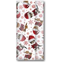Jillson & Roberts Large Cello Bags with Twist Ties, Kitty Christmas, 100 Pieces