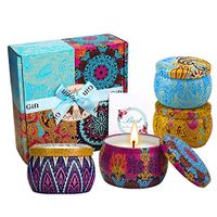 Gbateri Scented Candles Gift Set of 4, Natural Soy Wax Candles, Portable Travel Tin Aromatherapy Candles for Women Yoga Bath Honeymoon Birthday Christmas(Lavender, Lemon, Fig, Spring)