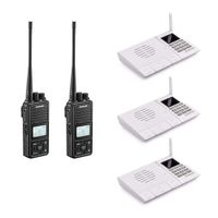 2 Way Radios, 20 Channel GMRS Walkie Talkie 2 Watt with Group Function (2 Packs) + 20 Channel Digital FM Wireless Intercom System, White(3 Packs)