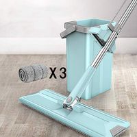 SHPING Mops Flat mop, free to rotate 360 ​​degrees, free of hand wash, stainless steel telescopic rod, wet and dry, suitable for kitchen floor cleaning (Size : B)