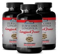 Panax Ginseng Powder - Longjack Power Eurycoma Longifolia 2275mg - Male libido enhancing pills (3 Bottles - 180 tablets)