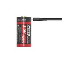 Weltool UB-123A 3.0V Rechargeable Battery Build-in USB Port 750mAh Battery Replacement for CR123A Battery for Cameras, Photo Equipment, LED flashlights, Light Meters