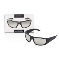 Inventiv Sport Wireless Bluetooth Audio Sunglasses, Open Ear Headphones Music & Hands-Free Calling, for Men & Women, Polarized Glasses Lenses (Black Frame/Silver Tint)