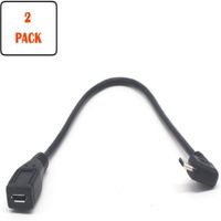 Micro USB Extension Cable，Micro-B Male to Female Extension Cable （Right） 27 cm, Micro USB 5 Pin Male to Female, for Samsung, HTC, Huawei Mobile Phones, Tablets, Driving recorders, Drones, etc.