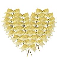 50 Pieces Twist Tie Bows Golden Twist Bow Tie with Metallic Ribbon (Golden)