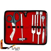 LAJA Imports 6 Piece Diagnostic Kit Medic Student - Reflex Hammer and Tuning Fork Set C 128 and C 512. Includes A Wartenberg Pinwheel and A Premium Black Steel Bandage Scissor 7.5”