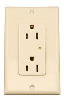 Leviton 5280-T 15-Amp, 125-Volt, Decora Plus Duplex Receptacle, Straight Blade, Industrial Grade, Self Grounding, Surge with Indicator Light, Light Almond