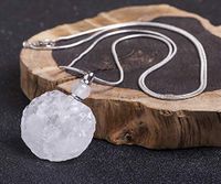 AMOYSTONE 1P Women Long Necklace Clear Quartz Gemstone Perfume Essential Oil Diffuser Bottle Natural Crystal Pendant Irregular Unpolished