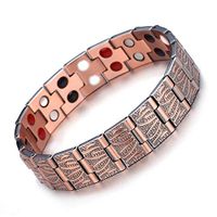 HiTreasure Double Strength 4 Elements Mens Pure Copper Magnetic Therapy Negative Ions Germanium Link Bracelet for Arthritis Pain Relief Anti-Radiation(Imported,3500 Gauss Each Link)