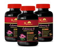 antioxidant and Immunity - Echinacea & Goldenseal Root 300MG - goldenseal Cleanse - 3 Bottles (180 Capsules)