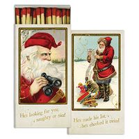 HomArt Large Decorative Candle and Fireplace Wood Matches | Santa's Watching | Set of 6