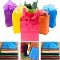 Adorox 12 Assorted (14.5" H x 11.5" L x 5.5" W) + 24 Tissue (20" x 26") Bright Neon Colored Party Present Paper Gift Bags Birthday Wedding All Occasion